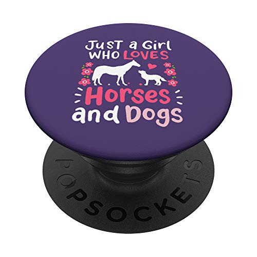 Horse Just a Girl Who Loves Horses and Dogs PopSockets PopGrip- Swappable Grip for Phones  and  Tablets