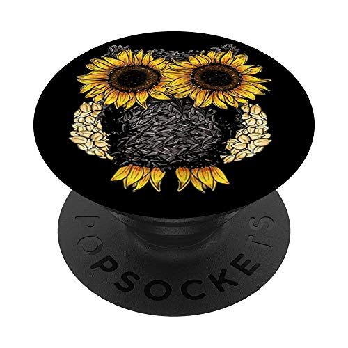 Owl Sunflower Funny Owl Lover Sunflower Gift PopSockets PopGrip- Swappable Grip for Phones  and  Tablets