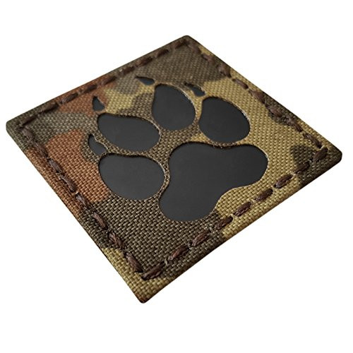 Flecktarn Infrared IR K9 Dog Handler Paw K-9 2x2 Tactical Morale Hook and Loop Patch