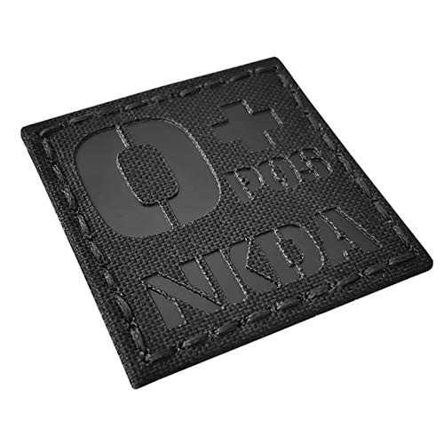 IR Blackout OPOS NKDA O plus Blood Type 2x2 All Black Tactical Morale Touch Fastener Patch