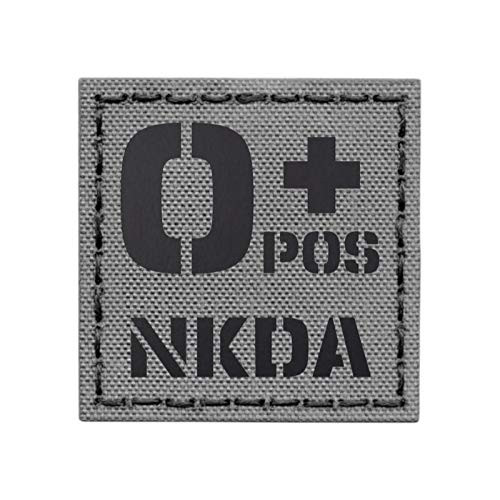 Wolf Gray IR OPOS NKDA O plus Blood Type 2x2 Grey Tactical Morale Fastener Patch