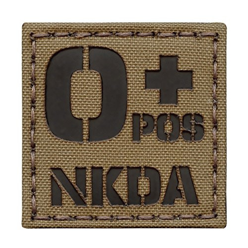 Coyote Brown Tan Infrared IR OPOS NKDA O plus Blood Type 2x2 Tactical Morale Touch Fastener Patch