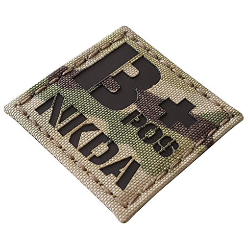 Multicam Infrared IR BPOS NKDA B plus Blood Type 2x2 Tactical Morale Hook and Loop Patch