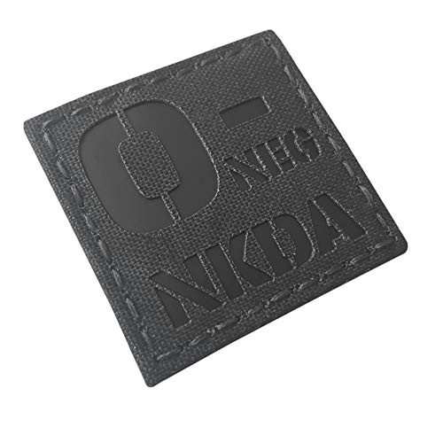 IR Blackout ONEG NKDA O- Blood Type 2x2 All Black Tactical Morale Touch Fastener Patch