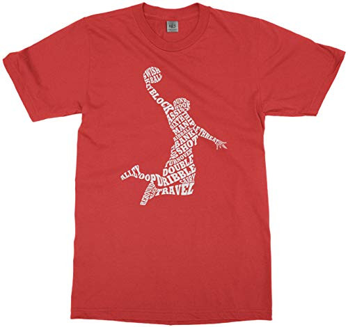 Threadrock Big Boys' Basketball Player Typography Youth T-Shirt - Large Red