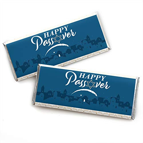 Happy Passover - Candy Bar Wrapper Pesach Jewish Holiday Party Favors - Set of 24