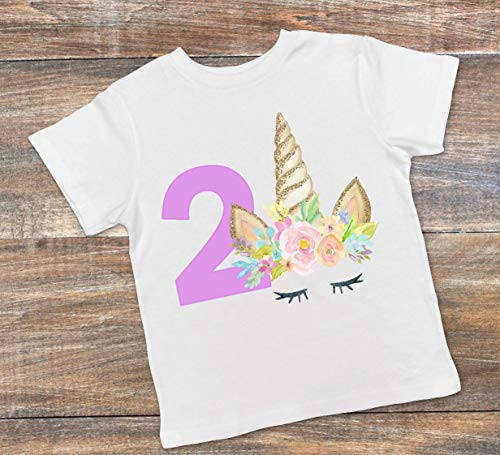 Unicorn Birthday Party Shirt - 2T Glitter Unicorn T-Shirt for Girls - 2 Year Old Party Shirt Unicorn Birthday Party Shirt - 2T Glitter Unicorn T-Shirt for Girls - 2 Year Old Party Shirt