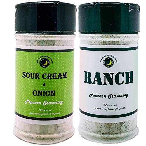 Premium  POPCORN SEASONING  Varity 2 Pack  Ranch Popcorn Seasoning  Sour Cream  and  Onion Popcorn Seaoning  3.5 fl. oz.