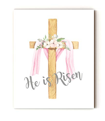 He is Risen 11x14 UNFRAMED print Easter Cross Wall Art Easter Print
