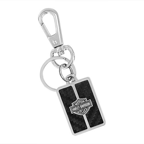 Harley-Davidson Bar & Shield Carbon Fiber Vinyl Inlay Key Chain (Black / Rectangle)