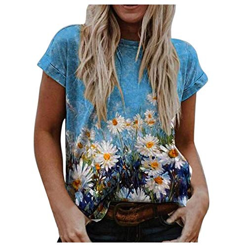 Women Summer T-Shirt Floral Landscape Print O-Neck Top Casual Short-Sleeved Loose Blouse Tunic Women Summer T-Shirt Floral Landscape Print O-Neck Top Casual Short-Sleeved Loose Blouse Tunic