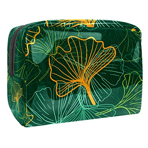 Gingkgo Pattern Travel makeup bag 18.5x7.5x13cm-7.3x3x5.1in-L xW xH- PVC Makeup Bag Pouch Purse Coin Bag Gingkgo Pattern Travel makeup bag 18.5x7.5x13cm-7.3x3x5.1in-L xW xH- PVC Makeup Bag Pouch Purse Coin Bag