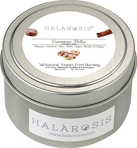 Halarosis All Natural Soy Candles Long Burning Highly Scented -3.5 oz 8.5 oz  and  17 oz- -Cinnamon Rolls 3.5 Ounce-