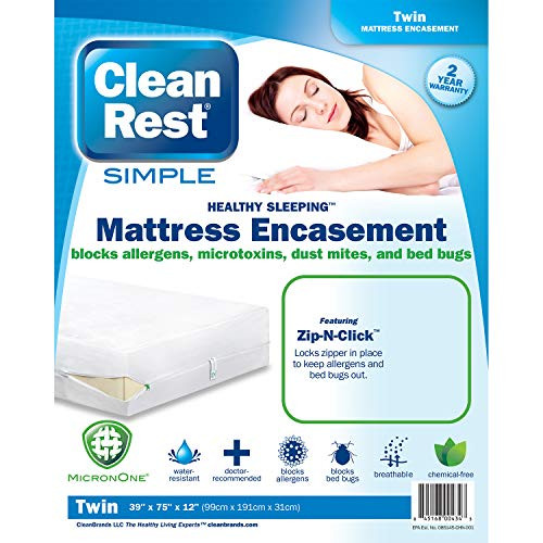 Clean Rest SimpleWater-Resistant, Allergy and Bed Bug Blocking Mattress Encasement, Twin