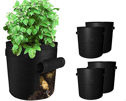 MBIO Grow Bags Plant Growing Bags Vegetables-Flower-Plants Growing Bag Non-Woven Aeration Fabric Pot Grow Bags -7gallon 4pack-