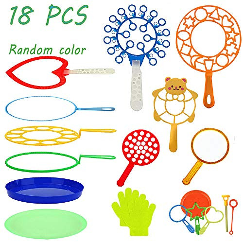 Dance Pig Bubble Wands Set Big Bubble Making Toys Bubble Party Pack Bulk Bubble Gloves Assortment of Bubble Wands for Kids Party Favors Summer Outdoor Toys 18 PCS