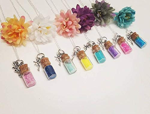 Girls Fairy Necklace Pixie Dust Charm Necklace Custom Color Necklace Kids Jewelry Flower Girls Necklace