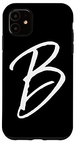 iPhone 11 Letter B Phone Case Black Calligraphy Monogram Initial B Case