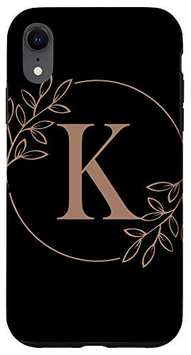 iPhone XR Monogram Initial Letter K Floral Pattern Case