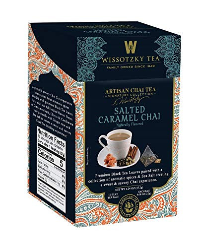 Wissotzky Tea Signature Collection Salted Caramel Chai 16 Count -Pack of 3-