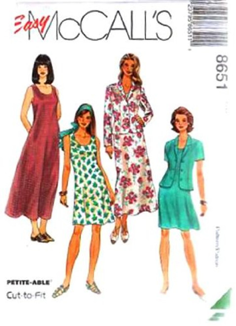 McCall's Sewing Pattern 8651 Misses' Unlined Jacket and Dress in 2 Lengths Size B -8 10 12- McCall's Sewing Pattern 8651 Misses' Unlined Jacket and Dress in 2 Lengths Size B -8 10 12-