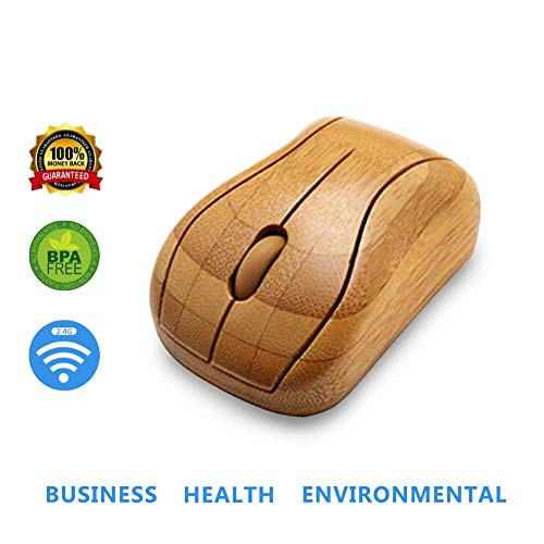 Bamboo Mouse 2.4 GHz Wireless Optical Mouse Mice Healthy Sweat-Resistant Anti-Radiation Wireless Mouse for Laptop PC Computer Gift
