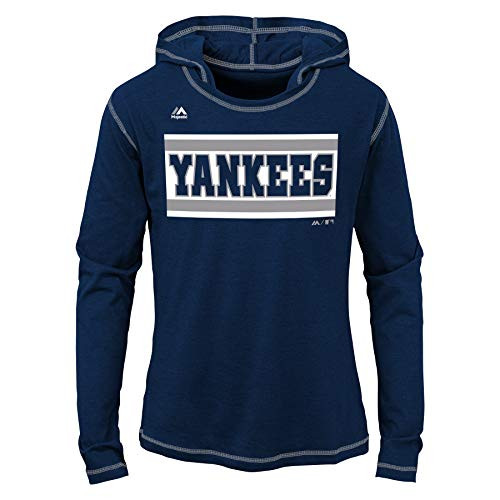 Outerstuff MLB Youth Girls New York Yankees Ball Girl Long Sleeve Hooded Tee -Large -14--
