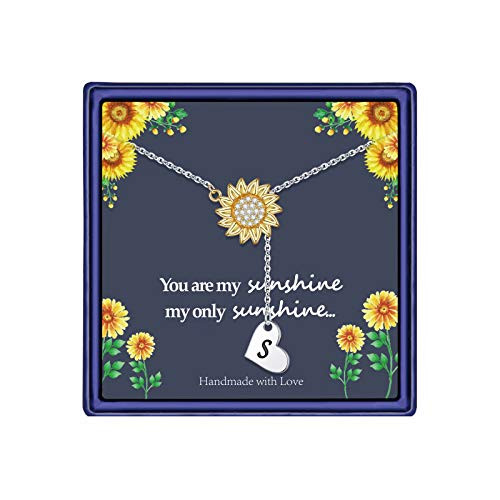 Sunflower Gifts Dainty Sunflower Necklace 14k Gold Plated Sunflower Necklace Sunflower Gifts for Women You are My Sunshine Necklace Sunflower Gifts Jewelry for Women -S-
