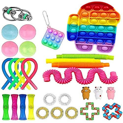 zhezuo Fidget Sensory Toy Set Stress Relief Toys Autism Anxiety Relief Stress Bubble Fidget Sensory Toy for Kids Adults -B-