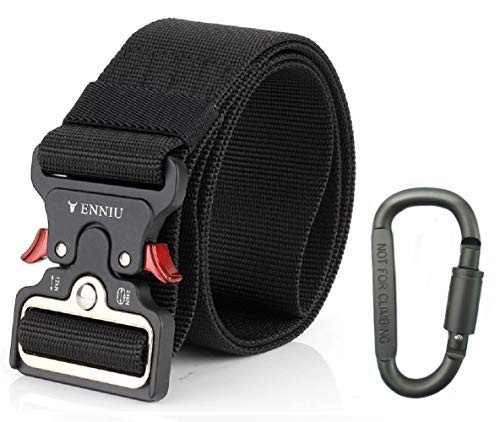 Nylon Tactical Web Belt W-1.5-2 Military Army Style Combat Riggers Webbing Belt with Quick-Release Metal Buckle for Men Women