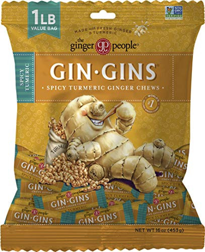 The Ginger People Gin Gins Spicy Turmeric Ginger Chews Anti-Nausea Candy 1lb Bag
