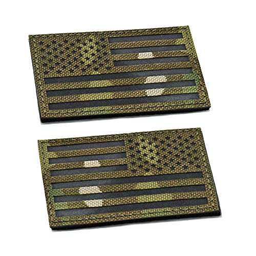 U-lian 2x3.15 Inch Multicam IR Infrared US USA American Flag Patch Tactical Vest Patch Hook-Fastener Backing -Forward plusReversed-