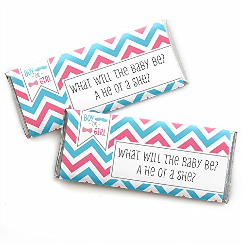 Chevron Gender Reveal - Candy Bar Wrappers Baby Shower or Gender Reveal Party Favors - Set of 24 Chevron Gender Reveal - Candy Bar Wrappers Baby Shower or Gender Reveal Party Favors - Set of 24