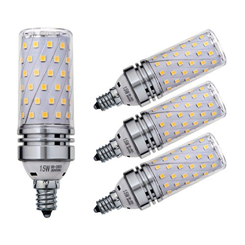 Sagel E12 LED Corn Bulbs 15W, 120W Incandescent Bulbs Equivalent, 3000K Warm White Candelabra E12 SES Bulbs, Non-Dimmable, 1500Lm, Small Edison Screw Corn Light Bulbs, 4-Pack 