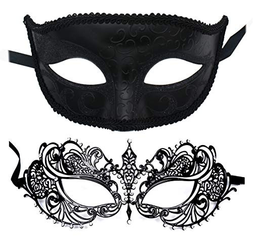 2 Pack Couple's Masquerade Mask Set Venetian of Realistic Silicone Masquerade Half face Mask