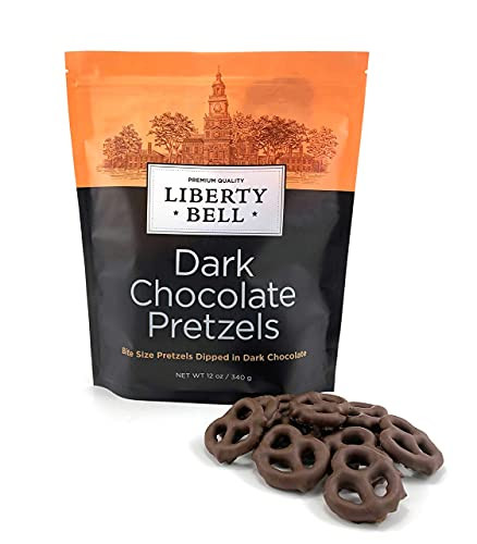 Liberty Bell Dark Chocolate Pretzels Bite Size Pretzels Dipped in Dark Chocolate 12 Ounce Bag