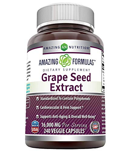 Amazing Formulas Grapeseed Extract 16000 mg Per Serving 240 Veggie Capsules -Non GMOGluten Free- - 20-1 Extract Equivalent to Approximately 16000 mg of Dry Grape Seed Powder