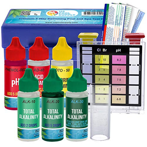 U.S. Pool Supply Premium 5-Way Swimming Pool  and  Spa Test Kit - Tests Water for pH Chlorine Bromine Alkalinity and Acid Demand - Maintain Properly Balanced Chemical Levels Algae Sanitizer Indicator
