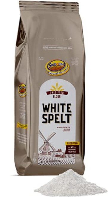 Shibolim Stone Ground White Whole Spelt Flour 5lb  Resealable Bag Triple Sifted 100 percent Whole Grain A Premium Quality Product