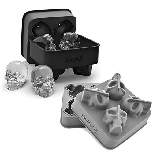 Shaped 3D Skull  and  Alien Skull Ice Mold Super Flexible Silicone Ice Cube Mold Makes Four Giant Alien Skulls -Skull  and  Alien Bundle-