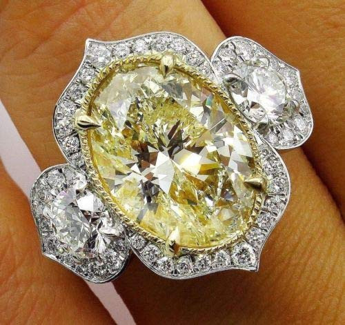 JENNIE SHOP Sparkling Oval Yellow Citrine Ring White Topaz Women Wedding Jewelry 925 Silver -9-
