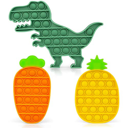 DODENSHA Push Pop Bubble Sensory Fidget Toys Push it Fidget Toys Special Needs Stress Reliever Anxiety Relief Squeeze Sensory Toy for Kids Adults Pack of 3 -Carrot-Pinapple-Dinosaur- DODENSHA Push Pop Bubble Sensory Fidget Toys Push it Fidget Toys Special Needs Stress Reliever Anxiety Relief Squeeze Sensory Toy for Kids Adults Pack of 3 -Carrot-Pinapple-Dinosaur-