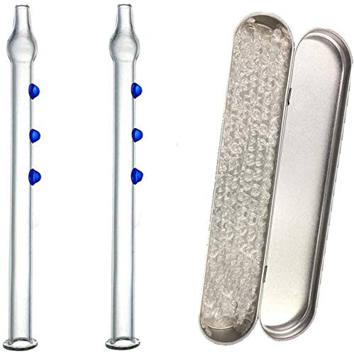 Blue Honey Straw Glass Straw -6" Pack of 2-