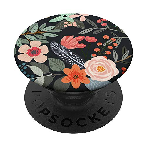 Cute Colorful Garden Botanical Pink Floral Pattern PopSockets PopGrip- Swappable Grip for Phones  and  Tablets