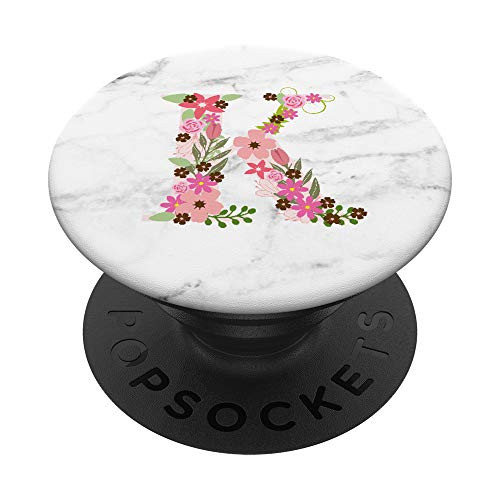 WHITE MARBLE PHONE GRIP PINK LETTER K INITIAL -K LETTER K PopSockets Grip and Stand for Phones and Tablets