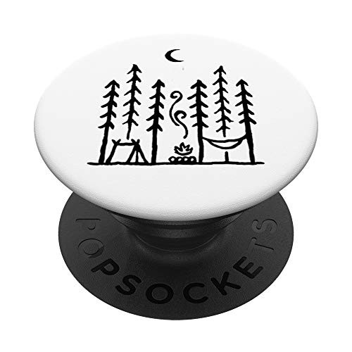 Campfire Hammock Tent Moon Trees Wilderness Nature Forest PopSockets PopGrip- Swappable Grip for Phones  and  Tablets