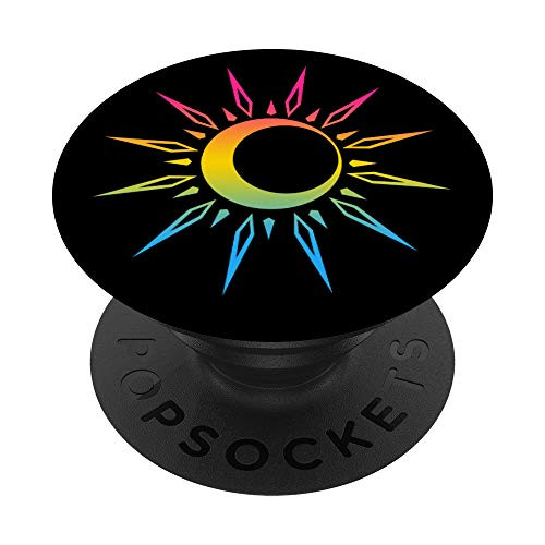 Pansexual Celestial Spiritual Pan Pride Flag Sun Moon Boho PopSockets PopGrip- Swappable Grip for Phones  and  Tablets