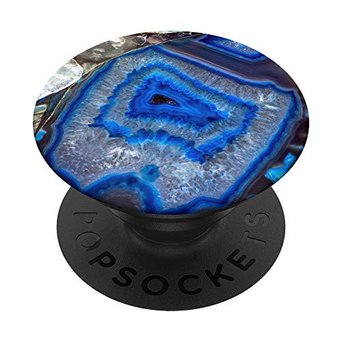 Blue Deep Navy Agate Geode Design Stone Minerals Color Swirl PopSockets PopGrip- Swappable Grip for Phones  and  Tablets