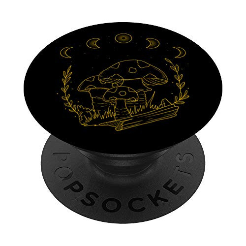 Mushroom Moon Phases Hippie Mycology PopSockets PopGrip- Swappable Grip for Phones  and  Tablets