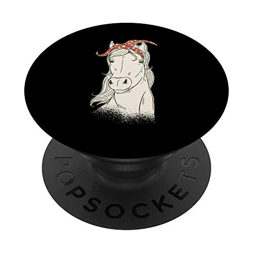 Cute Horse with Bandana l Horse Lover and Horseback Riding PopSockets PopGrip- Swappable Grip for Phones  and  Tablets